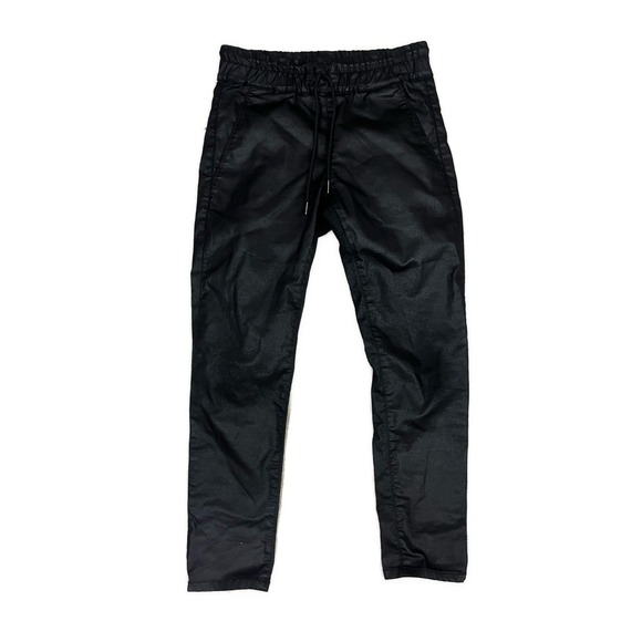 Bevy‎ Flog Women's Black Coated Cotton Blend Shely Jogger Pants Size 27 - Picture 2 of 9